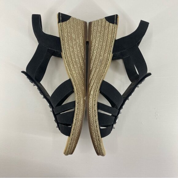 Rieker T-Strap Black Sandal Wedge with Silver Accents Women’s size 41 or 9.5 - Picture 5 of 12